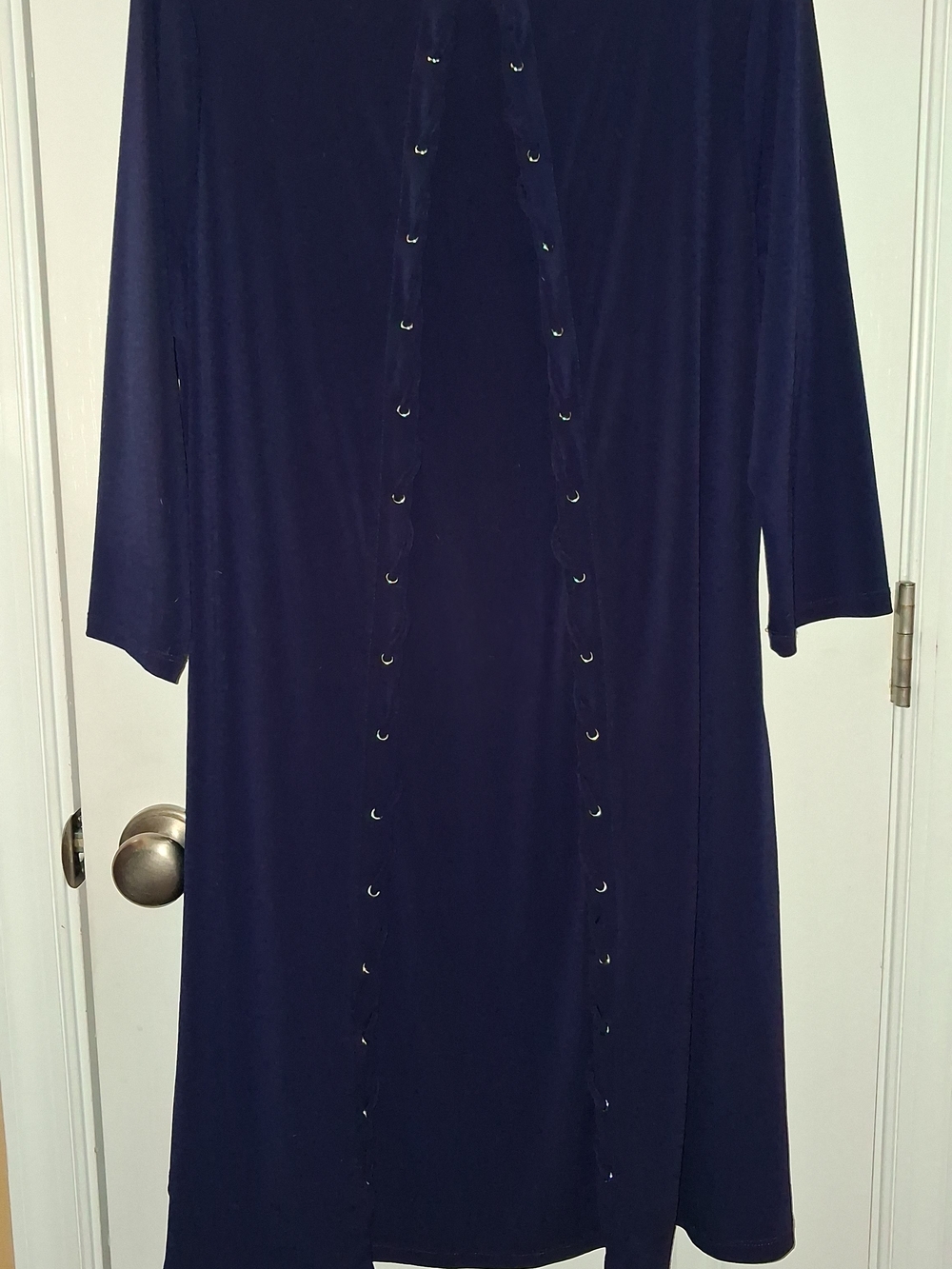 Nina Leonard Navy Blue Long Sleeve Dress